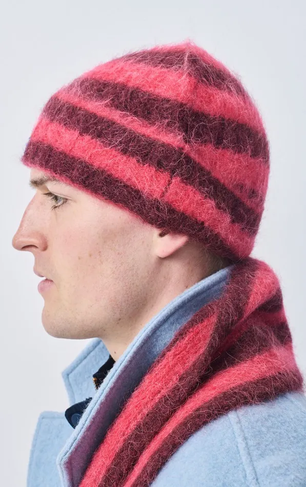 Scarf Bymi Burgundy And Hortensia Striped WomenMen American Vintage Scarves And Shawls Scarf Bymi Burgundy And Hortensia Striped WomenMen American Vintage Scarves And Shawls