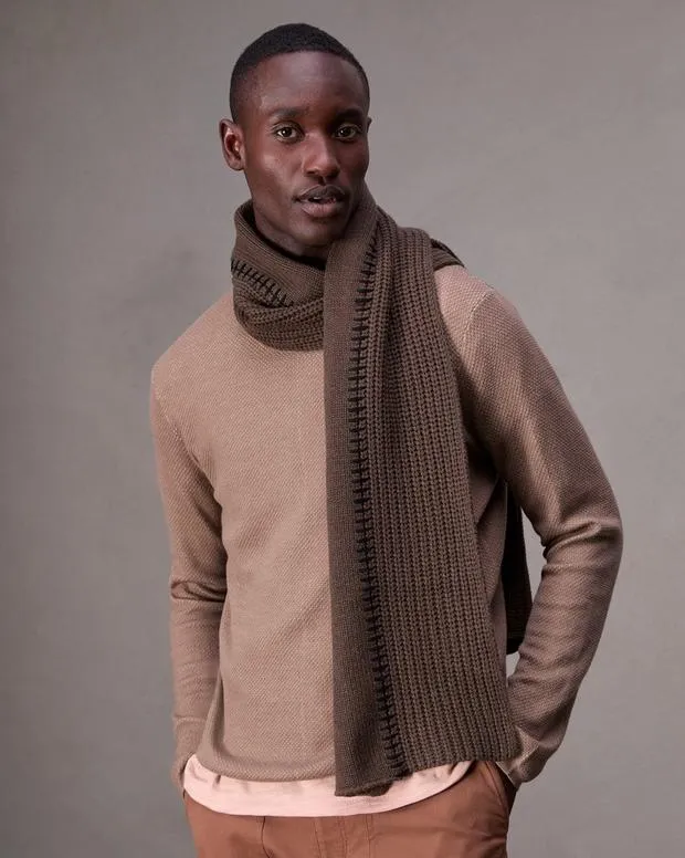 Scarves Men Rag and Bone Clarkson Wool Scarf Slate Brown