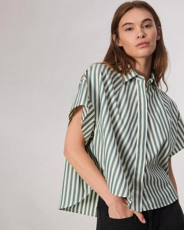 Shirts and Tops Women Rag and Bone Martha Cotton Shirt Green Stripe