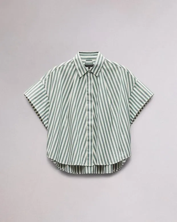 Shirts and Tops Women Rag and Bone Martha Cotton Shirt Green Stripe