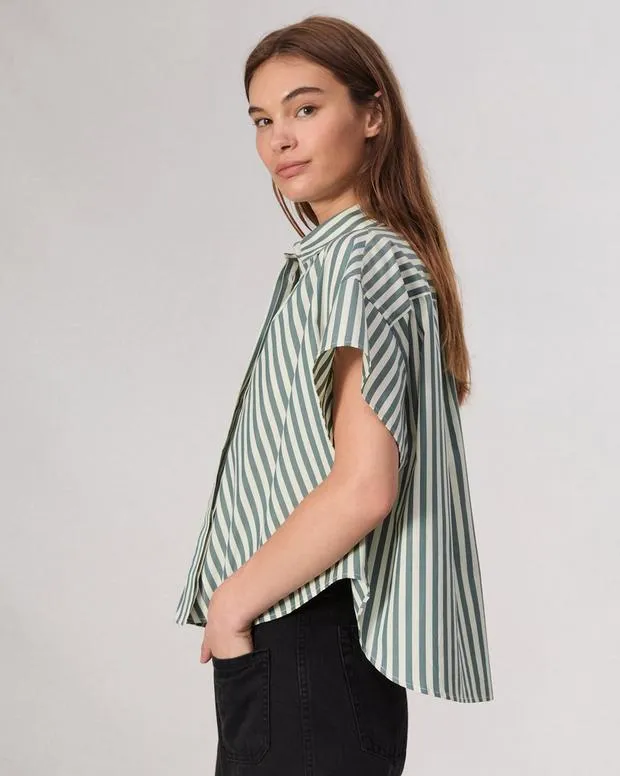 Shirts and Tops Women Rag and Bone Martha Cotton Shirt Green Stripe