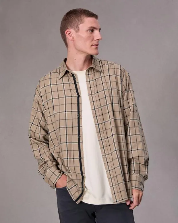 Shirts Men Rag and Bone Matthew Flannel Shirt Taupe Plaid