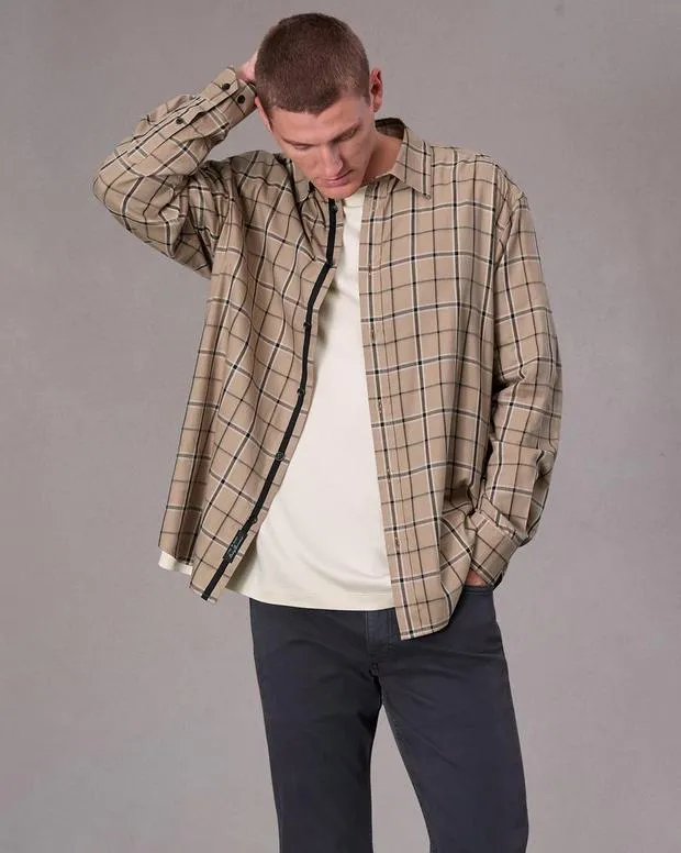 Shirts Men Rag and Bone Matthew Flannel Shirt Taupe Plaid