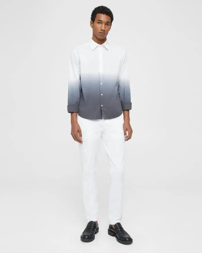 Shirts Men Theory Bronson Shirt In DipDyed Cotton Poplin Whitepestle