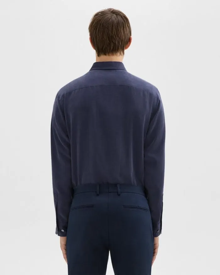 Shirts Men Theory Military Shirt In Fluid Twill Baltic Shirts Men Theory Military Shirt In Fluid Twill Baltic