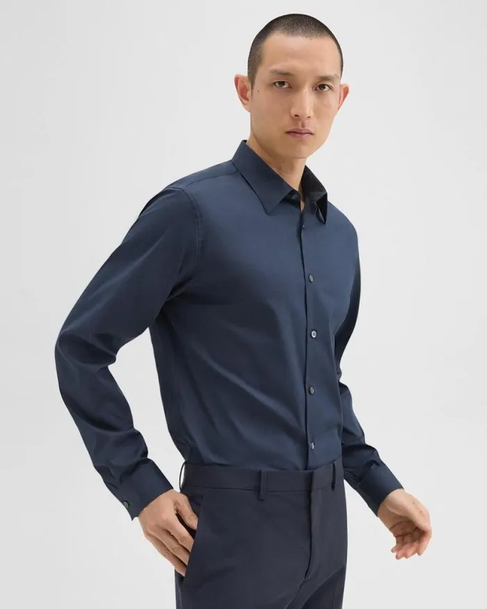Shirts Men Theory Sylvain Shirt In Good Cotton Eclipse