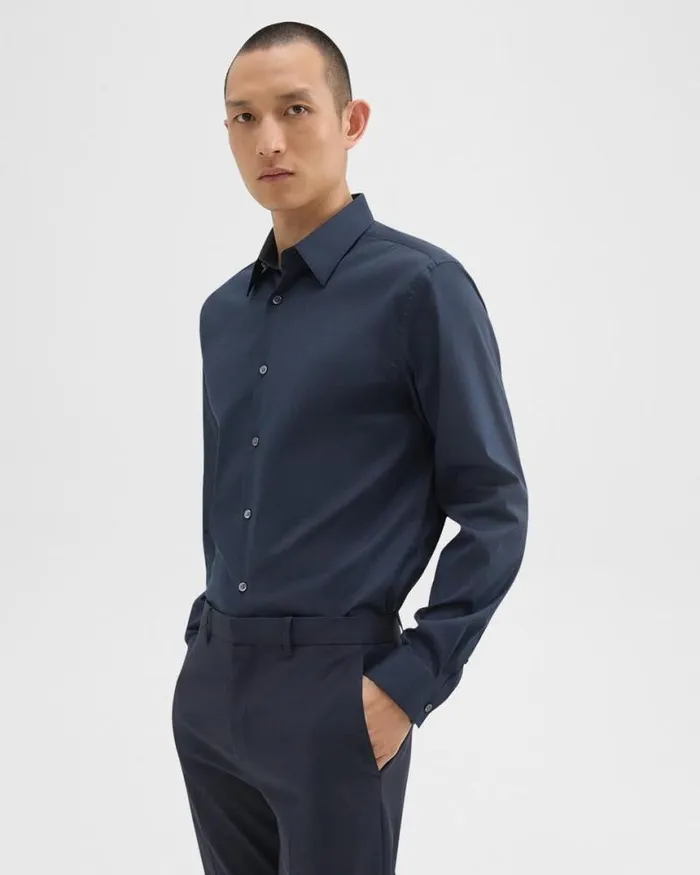 Shirts Men Theory Sylvain Shirt In Good Cotton Eclipse