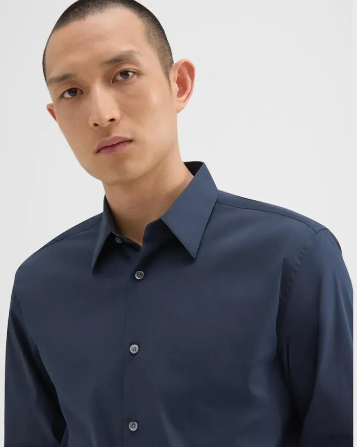 Shirts Men Theory Sylvain Shirt In Good Cotton Eclipse
