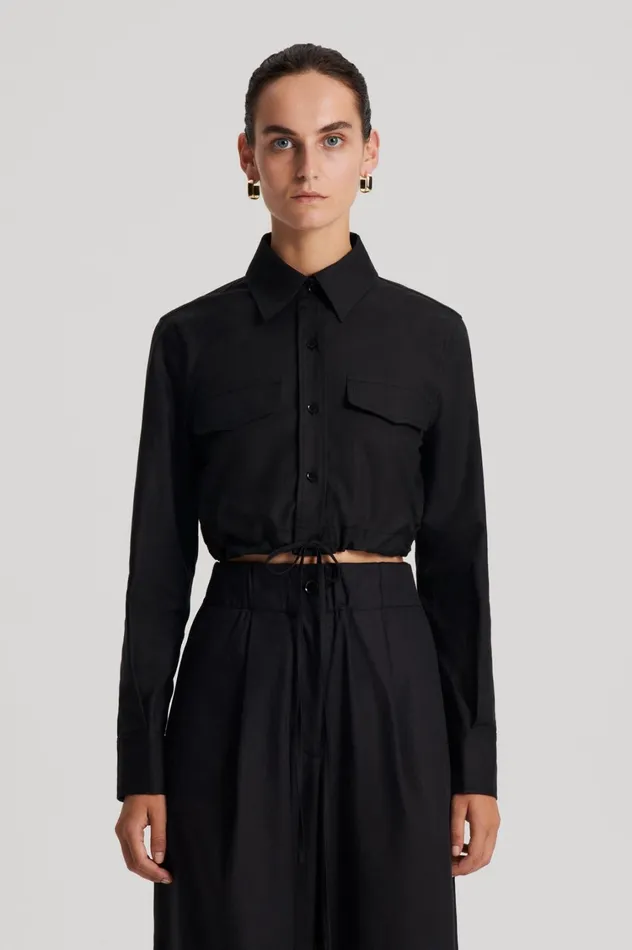 Shirts Women Scanlan Theodore CROP CARGO SHIRT Black Shirts Women Scanlan Theodore CROP CARGO SHIRT Black