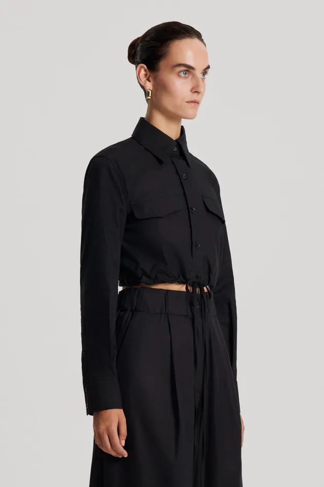 Shirts Women Scanlan Theodore CROP CARGO SHIRT Black Shirts Women Scanlan Theodore CROP CARGO SHIRT Black