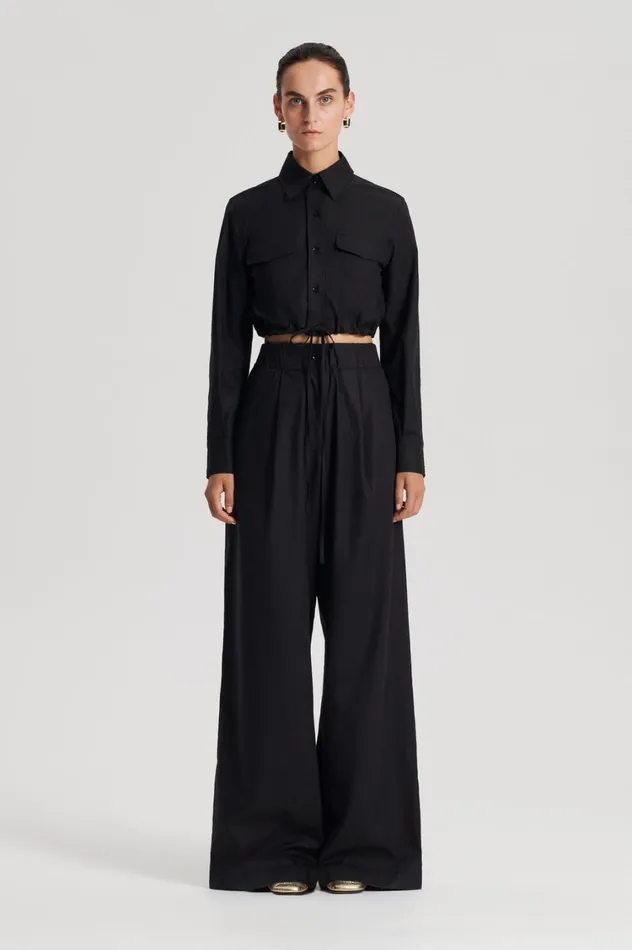 Shirts Women Scanlan Theodore CROP CARGO SHIRT Black Shirts Women Scanlan Theodore CROP CARGO SHIRT Black