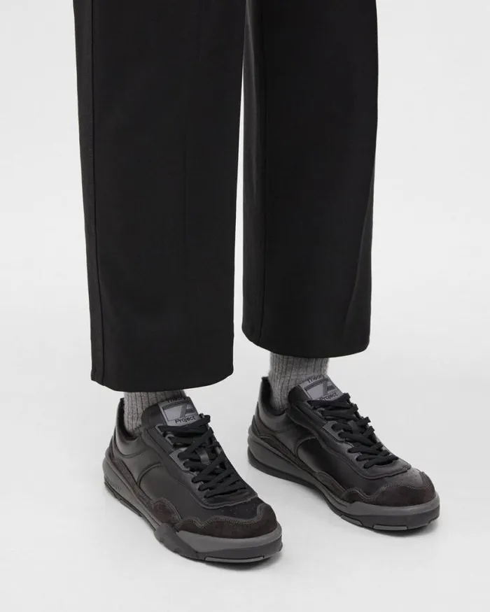 Shoes Men Theory Leather Sneaker Blackblack