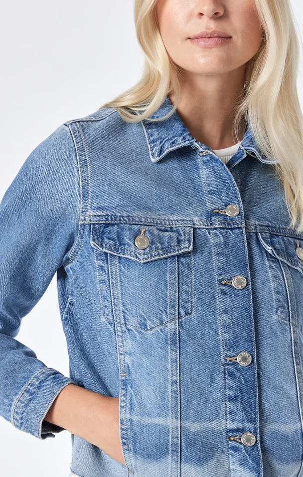 Sienna CutOff Crop Jacket In Mid Denim Women Mavi Jeans Jackets Sienna CutOff Crop Jacket In Mid Denim Women Mavi Jeans Jackets