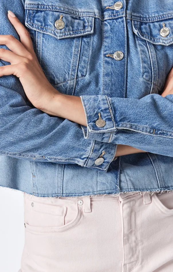 Sienna CutOff Crop Jacket In Mid Denim Women Mavi Jeans Jackets Sienna CutOff Crop Jacket In Mid Denim Women Mavi Jeans Jackets