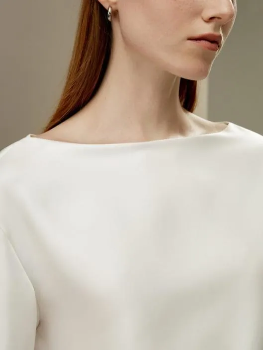 Silk Twill Blouse With Boat Neckline Women Blouses Lilysilk Shirts