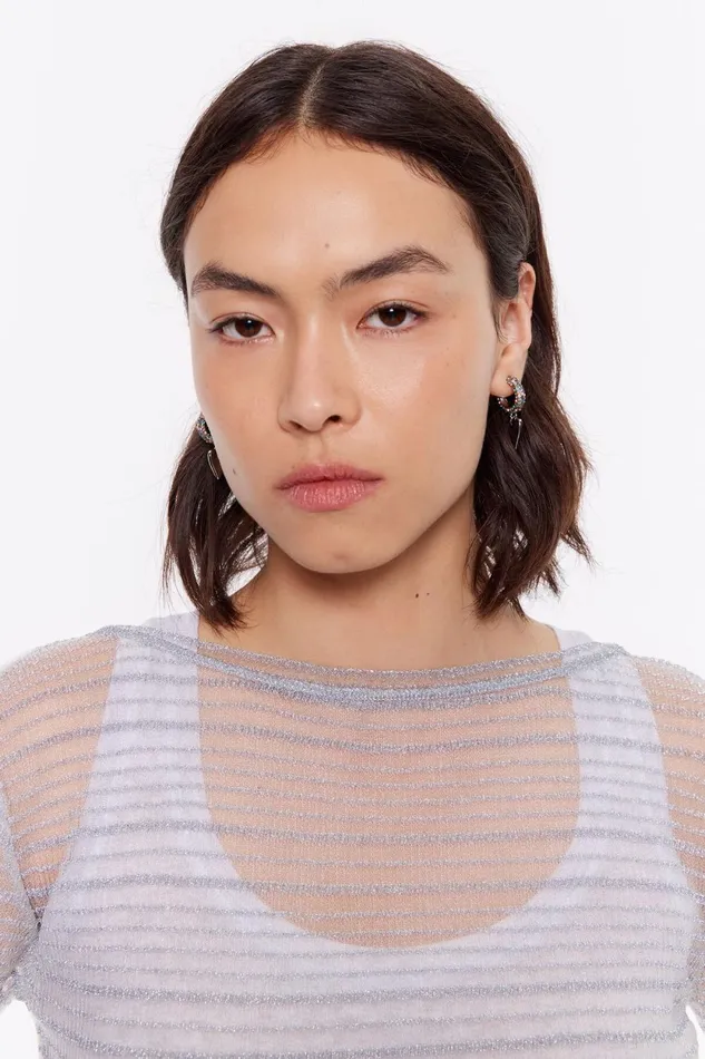 Silver Crystal Heart Hoop Earrings Dark Silver Women Bimba Y Lola Jewelry Silver Crystal Heart Hoop Earrings Dark Silver Women Bimba Y Lola Jewelry