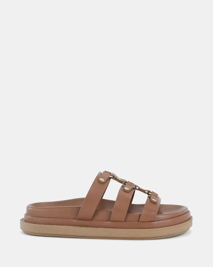 SIRACUSA CARAMEL Flatform Flat Sandals NOVO Shoes Women
