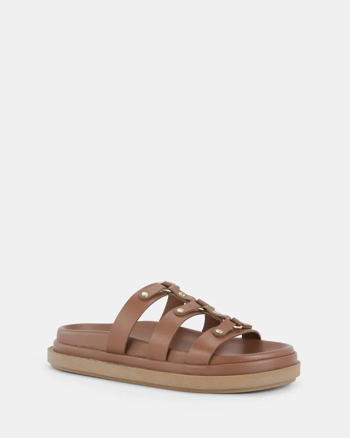 SIRACUSA CARAMEL Flatform Flat Sandals NOVO Shoes Women