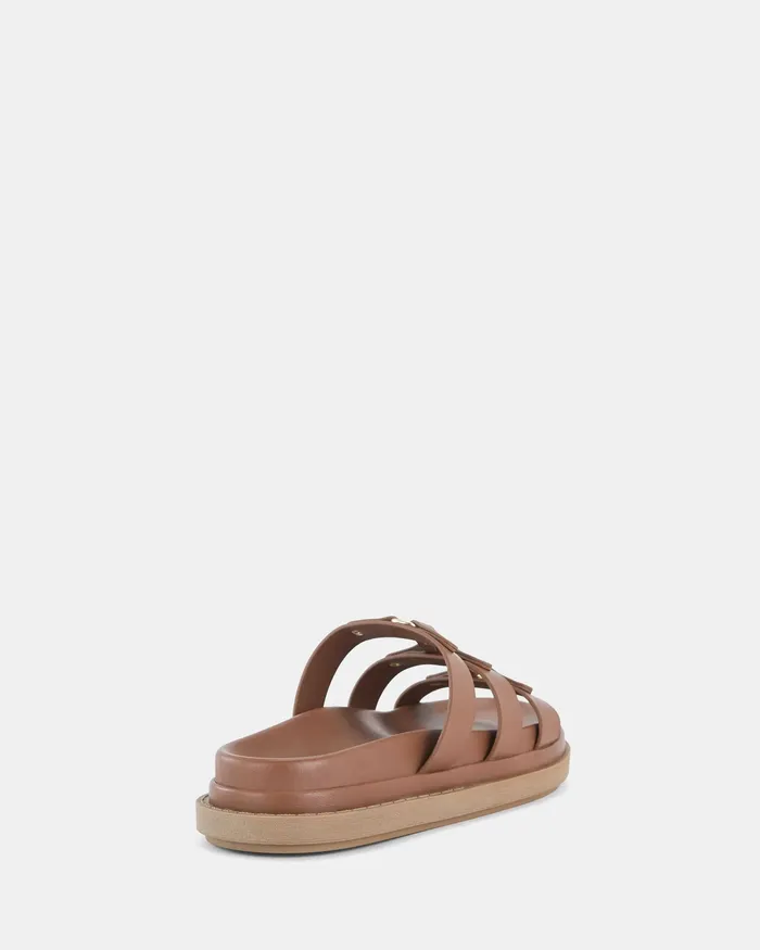SIRACUSA CARAMEL Flatform Flat Sandals NOVO Shoes Women