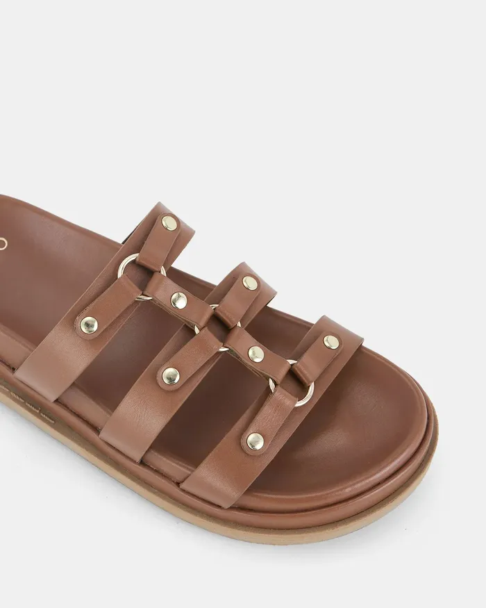 SIRACUSA CARAMEL Flatform Flat Sandals NOVO Shoes Women