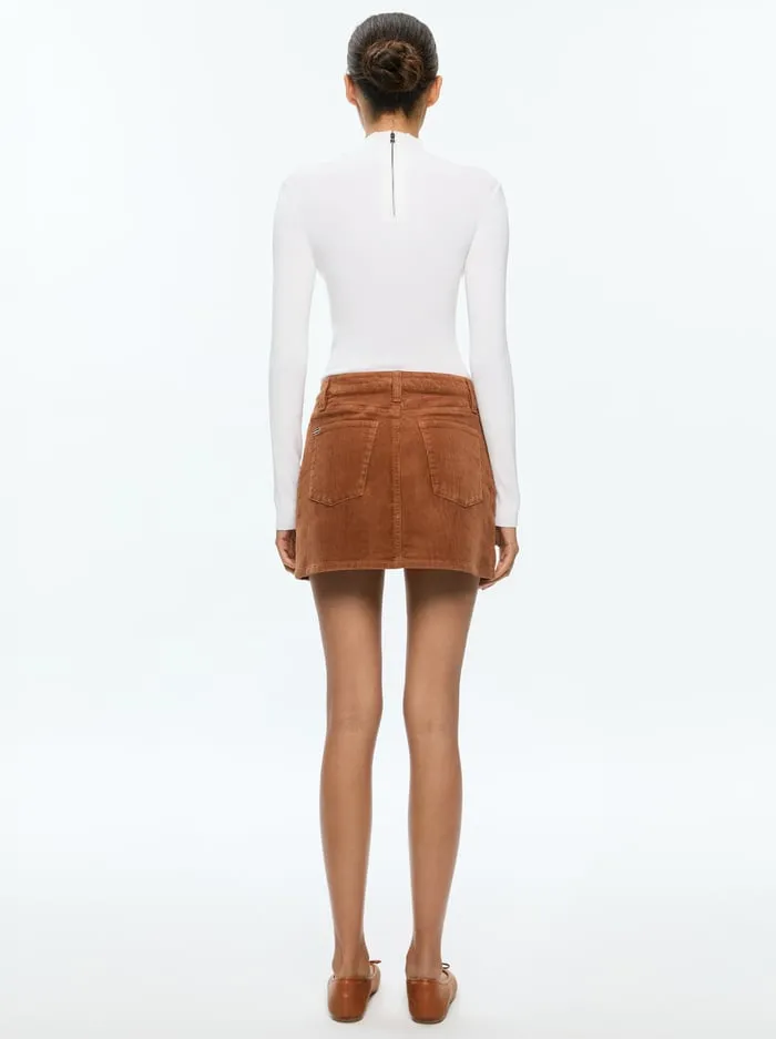 Skirts Women Alice Olivia Joss High Rise Button Front Corduroy Skirt Camel