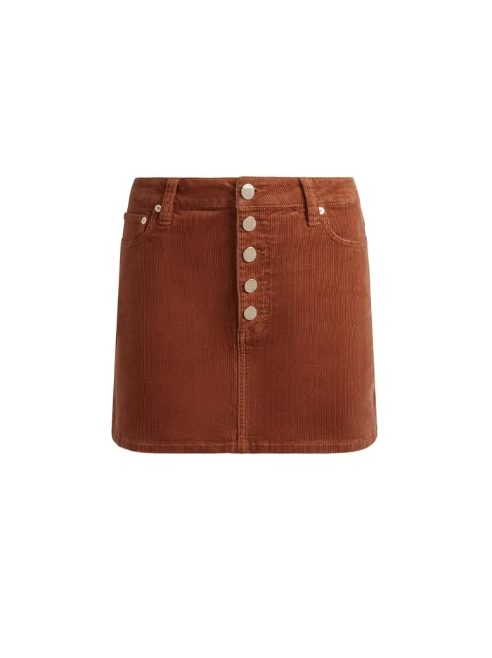 Skirts Women Alice Olivia Joss High Rise Button Front Corduroy Skirt Camel