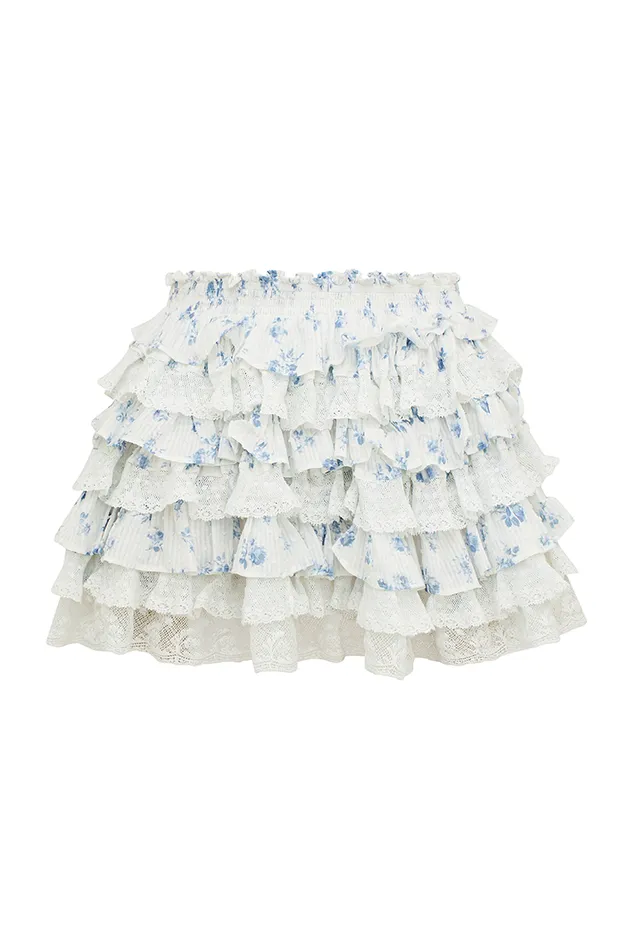 Skirts Women LoveShackFancy Citron Cotton Floral Skirt Ashen Blue