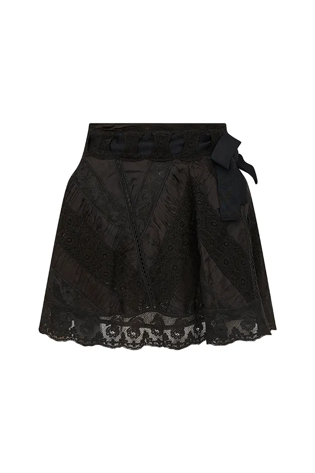 Skirts Women LoveShackFancy Shayda Lace Mini Skirt Black