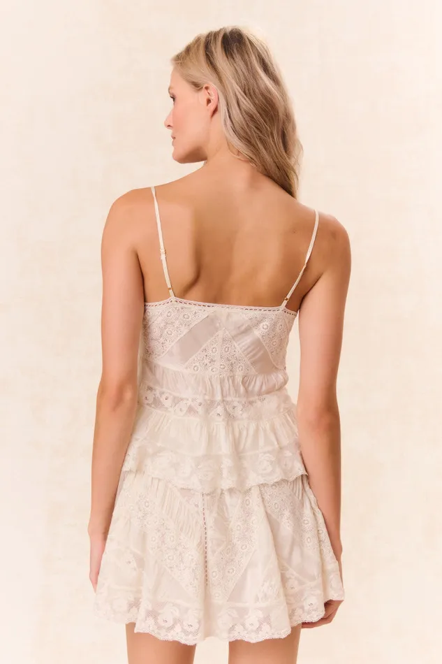 Skirts Women LoveShackFancy Shayda Lace Mini Skirt Off White