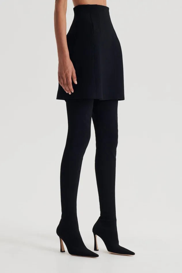 Skirts Women Scanlan Theodore CREPE KNIT PEPLUM SKIRT Black Skirts Women Scanlan Theodore CREPE KNIT PEPLUM SKIRT Black