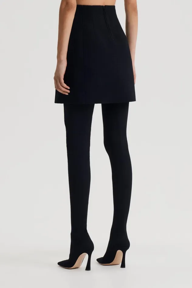 Skirts Women Scanlan Theodore CREPE KNIT PEPLUM SKIRT Black Skirts Women Scanlan Theodore CREPE KNIT PEPLUM SKIRT Black