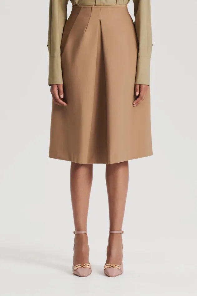 Skirts Women Scanlan Theodore MILANO PLEAT SKIRT Camel Skirts Women Scanlan Theodore MILANO PLEAT SKIRT Camel
