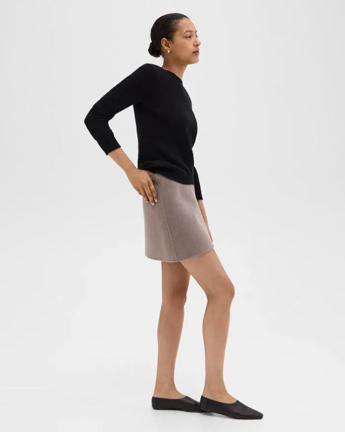 Skirts Women Theory HighWaist Mini Skirt In DoubleFace WoolCashmere Cinder Melange