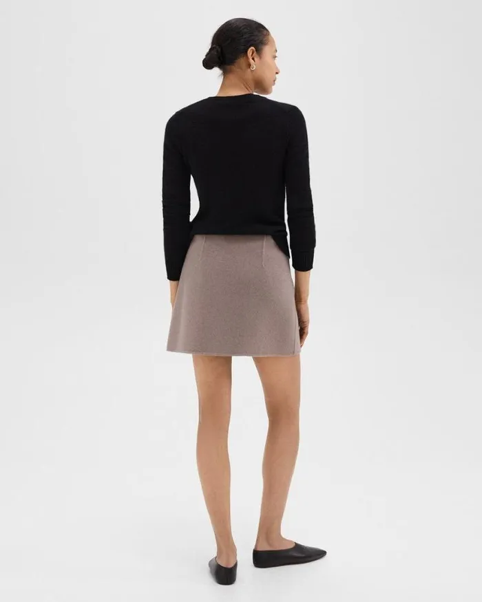 Skirts Women Theory HighWaist Mini Skirt In DoubleFace WoolCashmere Cinder Melange