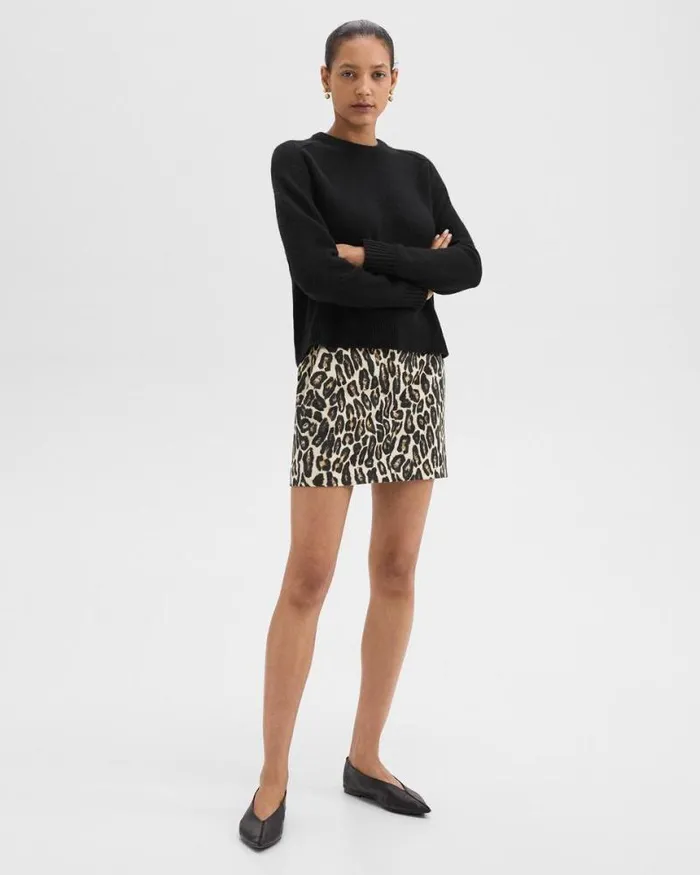Skirts Women Theory Mini Trouser Skirt In Stretch Leopard Wool Beige Multi Skirts Women Theory Mini Trouser Skirt In Stretch Leopard Wool Beige Multi