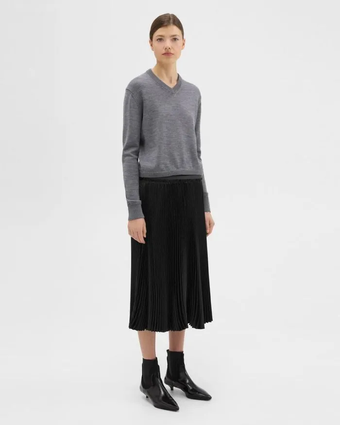 Skirts Women Theory Pleated Crinkle Twill Skirt Black