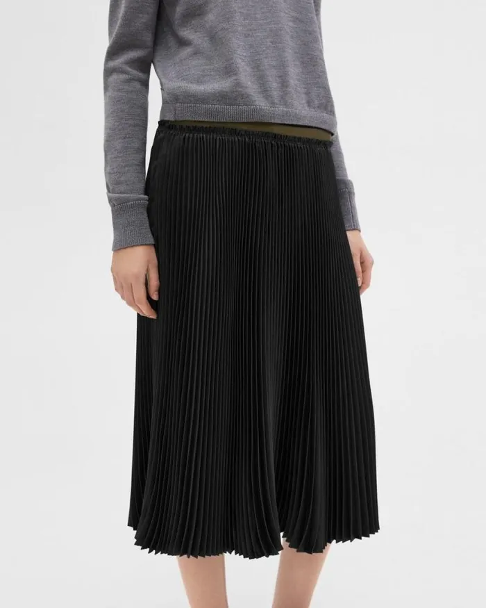 Skirts Women Theory Pleated Crinkle Twill Skirt Black