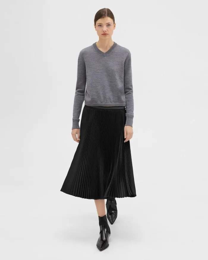 Skirts Women Theory Pleated Crinkle Twill Skirt Black