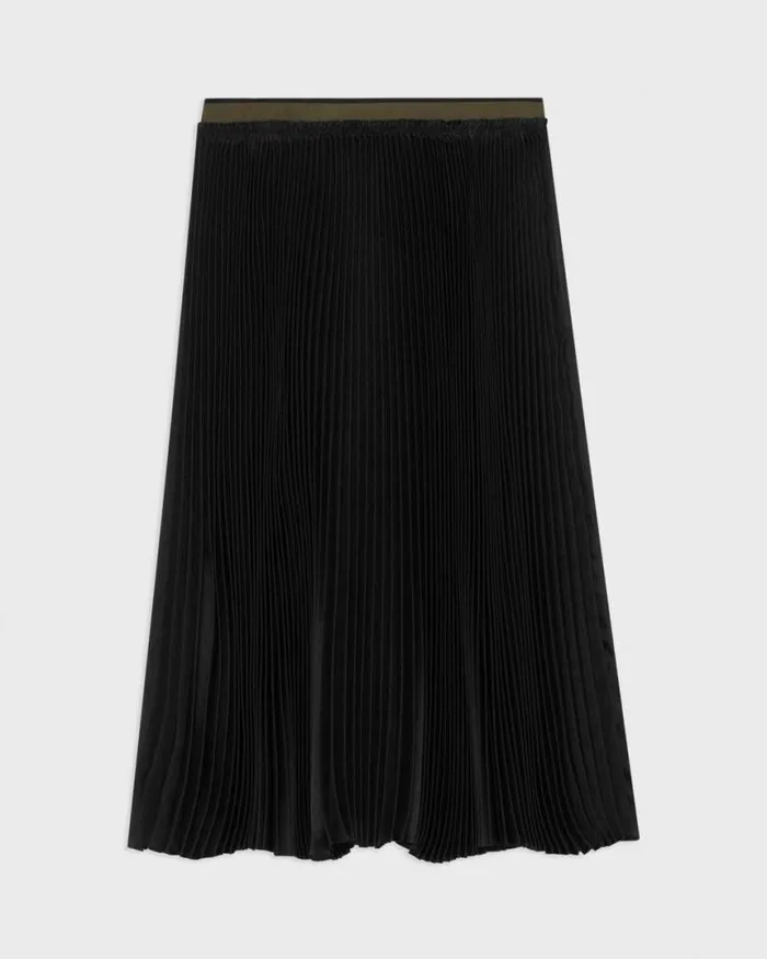 Skirts Women Theory Pleated Crinkle Twill Skirt Black