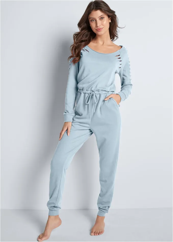 SLASH SLEEVE JUMPSUIT Light Blue Women VENUS Jumpsuits