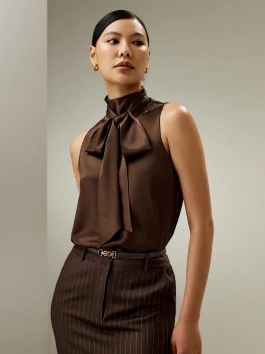 Sleeveless Silk Blouse With TieNeck 8211 Elegant And Stylish Women Blouses Lilysilk Shirts Sleeveless Silk Blouse With TieNeck 8211 Elegant And Stylish Women Blouses Lilysilk Shirts