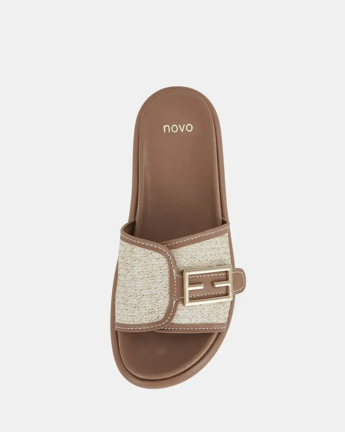 Slides NOVO Shoes Women SANNA METALLIC RAFFIA Sandals
