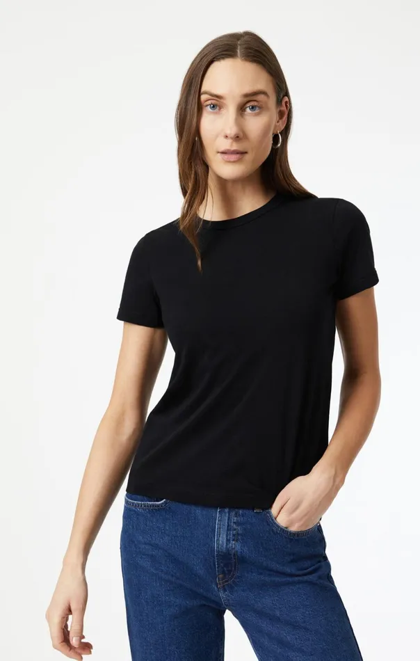 Slim Crew Neck TShirt In Black Women Mavi Jeans Tops and TShirts