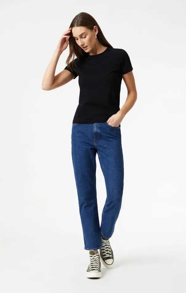 Slim Crew Neck TShirt In Black Women Mavi Jeans Tops and TShirts Slim Crew Neck TShirt In Black Women Mavi Jeans Tops and TShirts