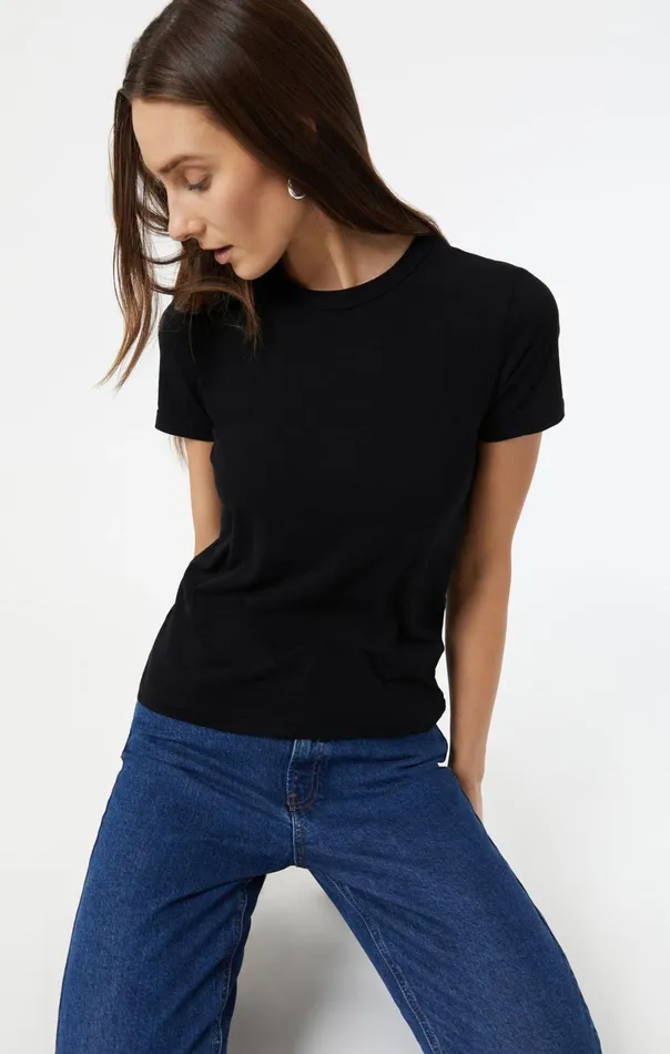 Slim Crew Neck TShirt In Black Women Mavi Jeans Tops and TShirts Slim Crew Neck TShirt In Black Women Mavi Jeans Tops and TShirts