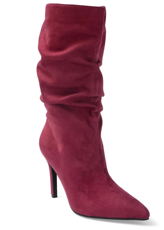 SLOUCHY FAUX SUEDE BOOTS Wine Women VENUS Boots and Booties