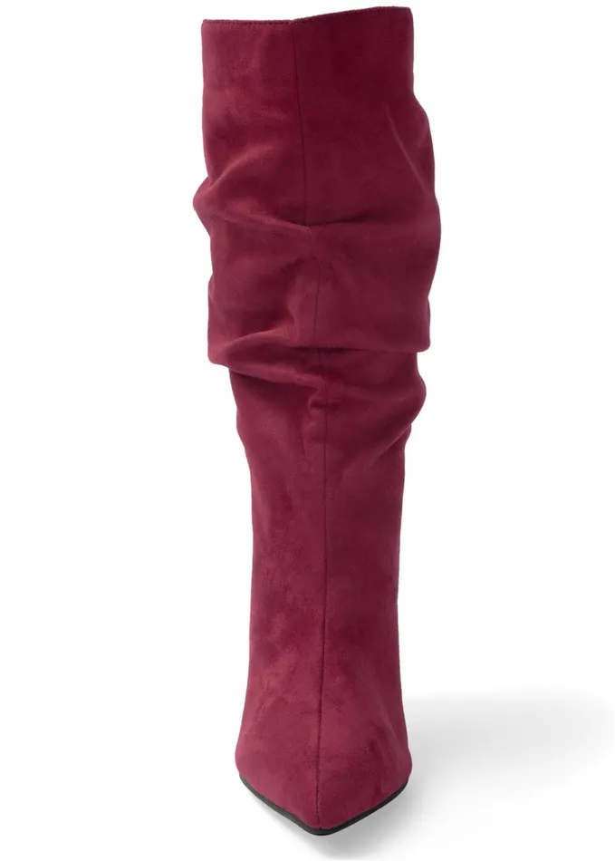 SLOUCHY FAUX SUEDE BOOTS Wine Women VENUS Boots and Booties