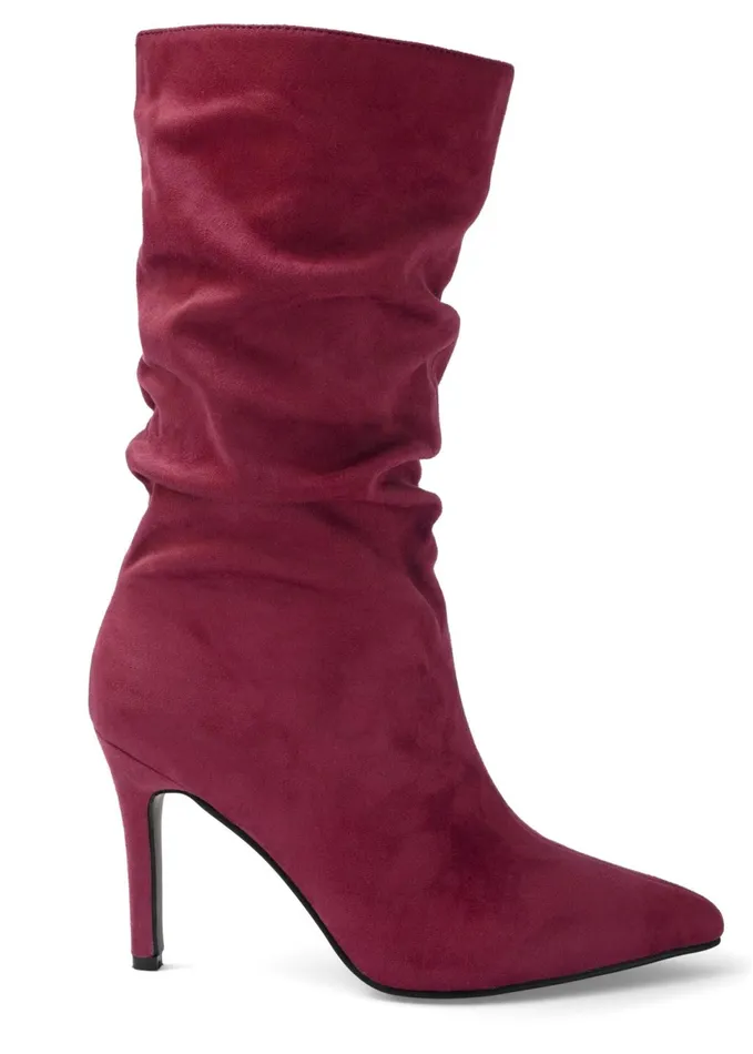 SLOUCHY FAUX SUEDE BOOTS Wine Women VENUS Boots and Booties