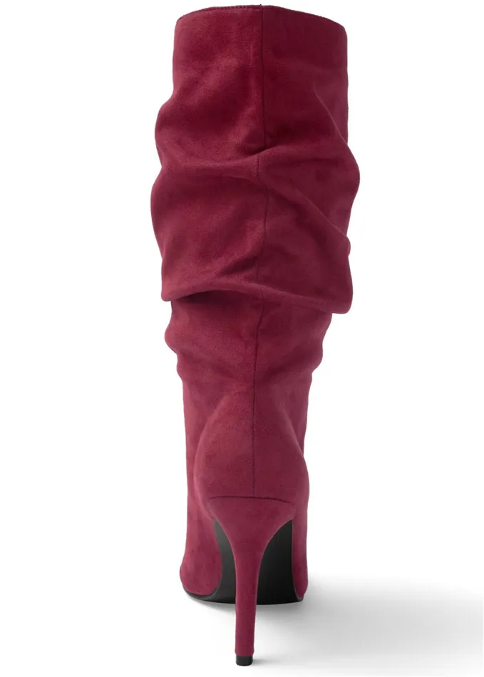SLOUCHY FAUX SUEDE BOOTS Wine Women VENUS Boots and Booties