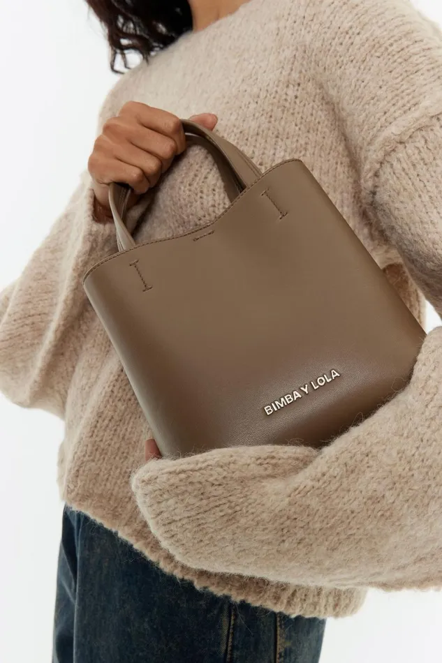 Small Dark Taupe Leather Chihuahua Bag Dark Taupe Women Bimba Y Lola Crossbody Bags